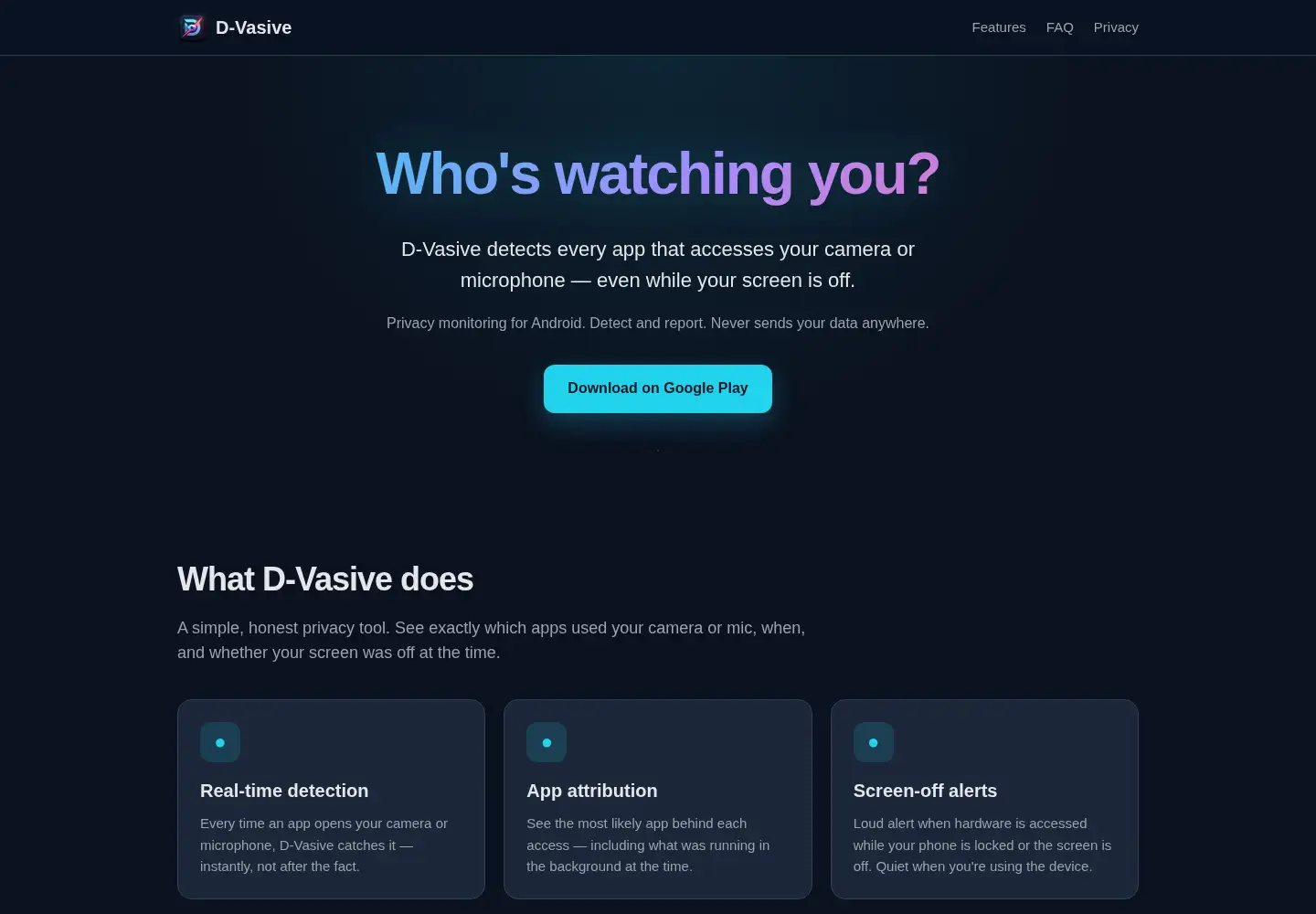 Captured homepage of d-vasive.com in the current scan