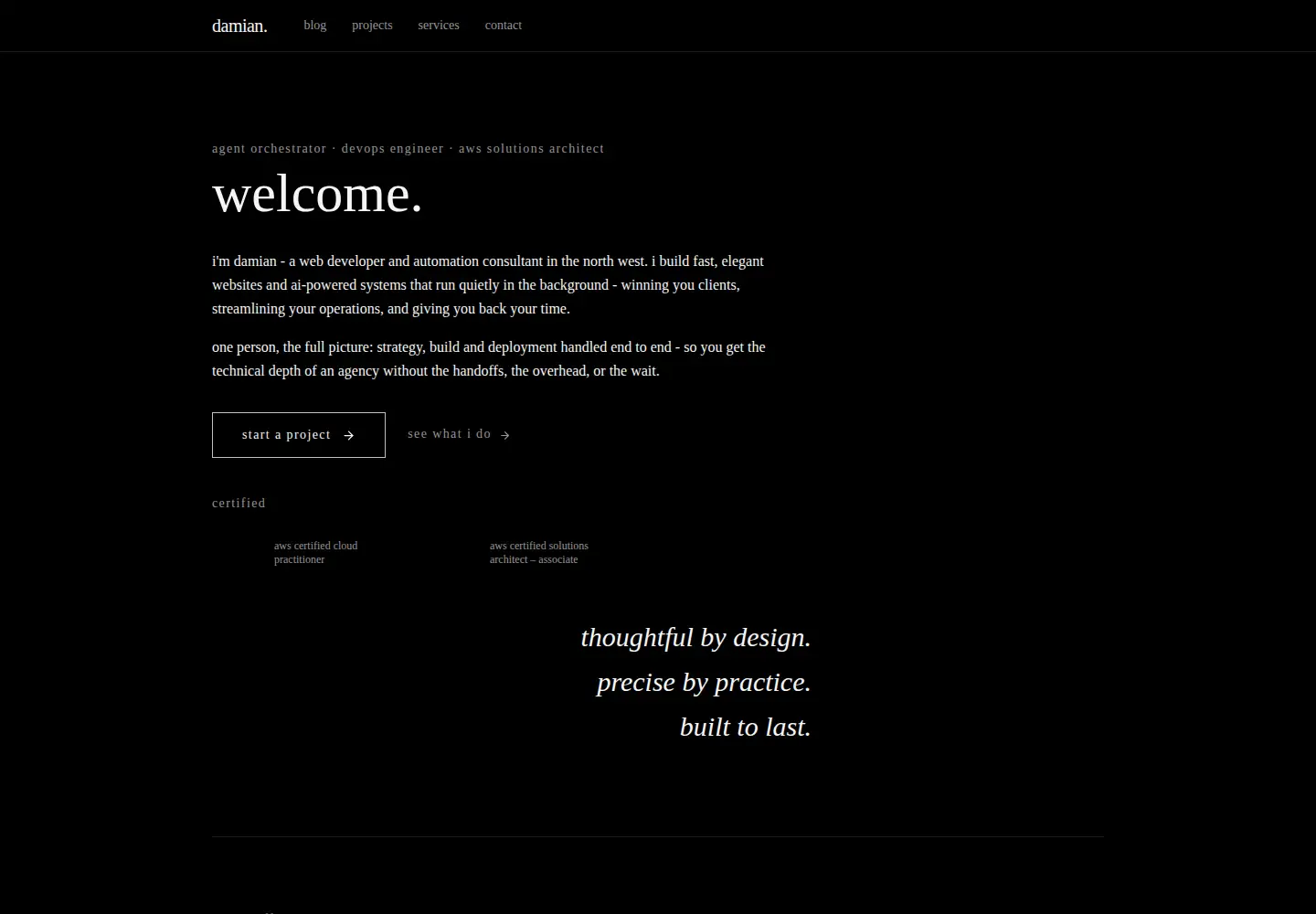 Captured homepage of damianjanik.com in the current scan