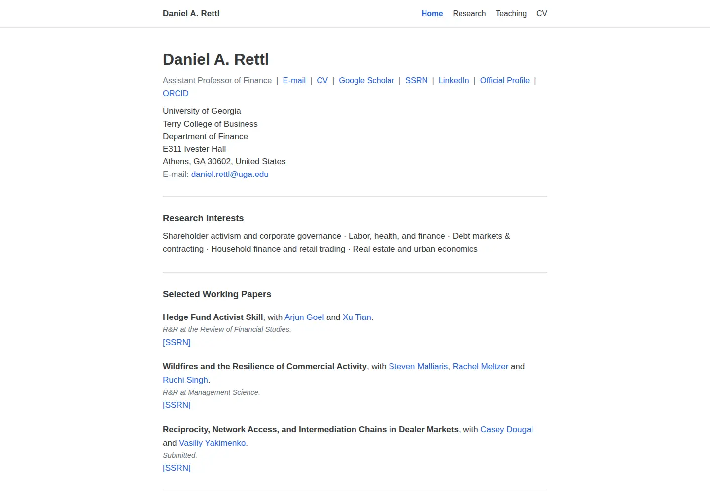 Captured homepage of danielrettl.com in the current scan