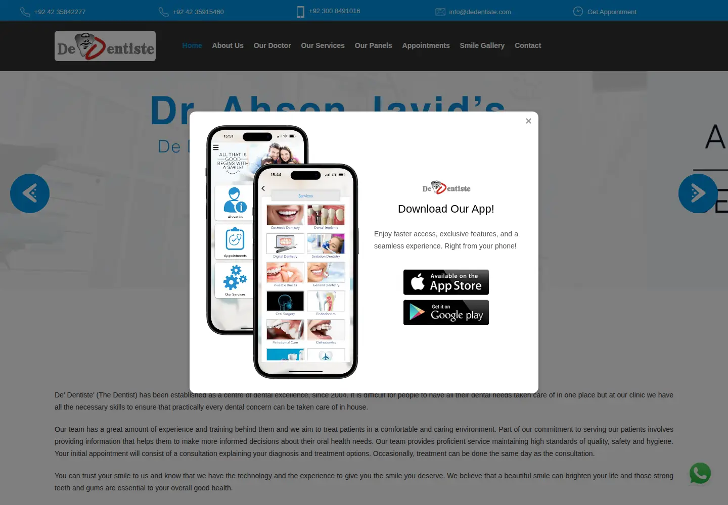 Screenshot of dedentiste.com