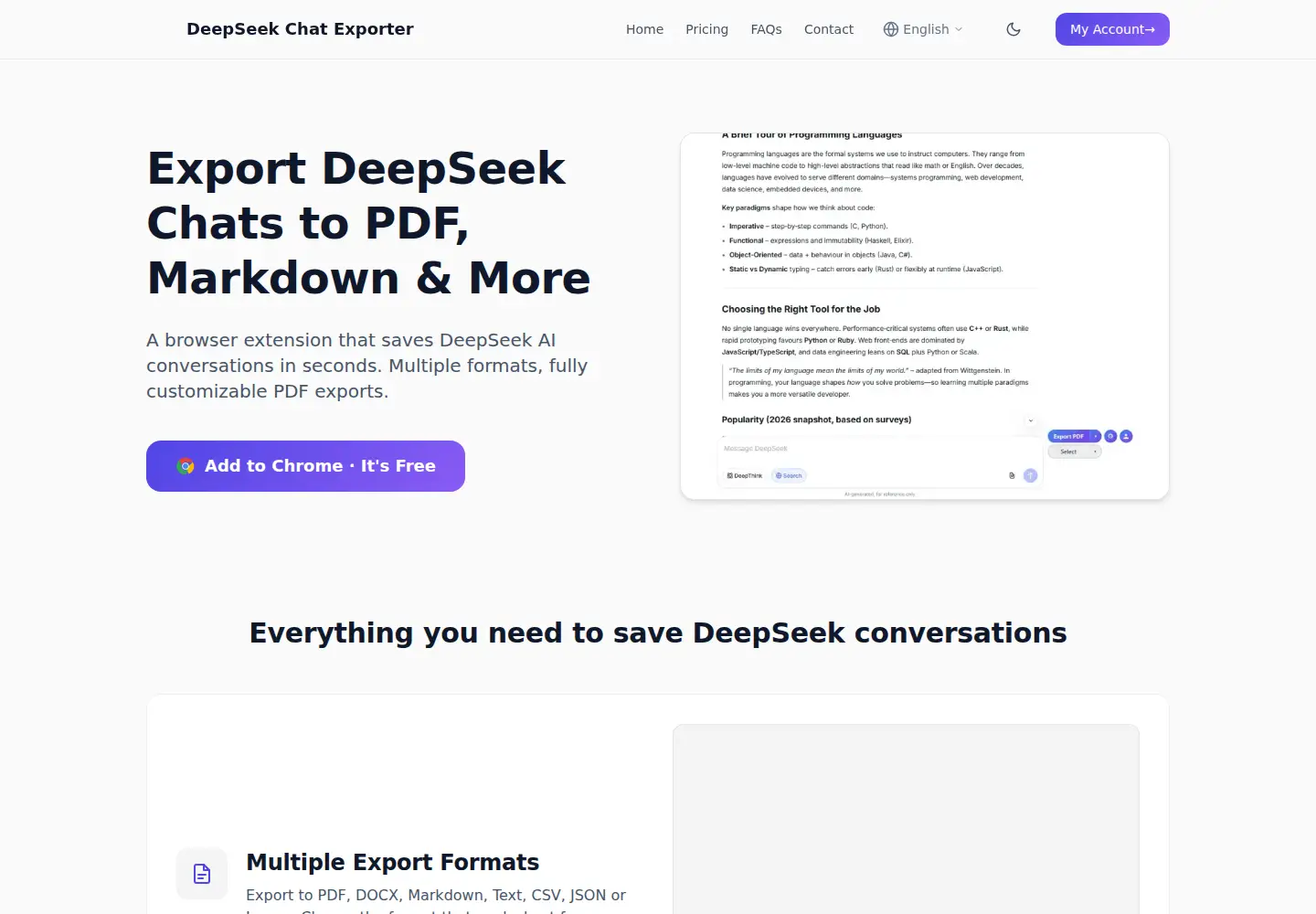 Screenshot of deepseekchatexporter.com