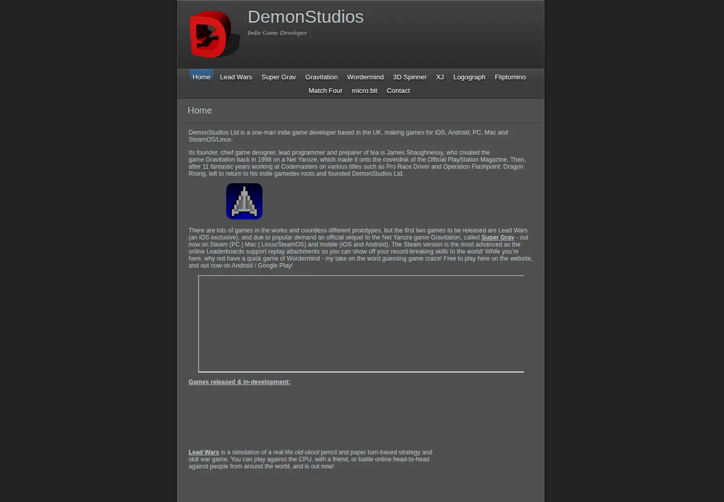 Captured homepage of demonstudios.com in the current scan