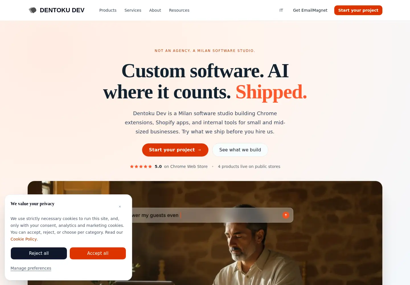 Screenshot of dentokudev.com