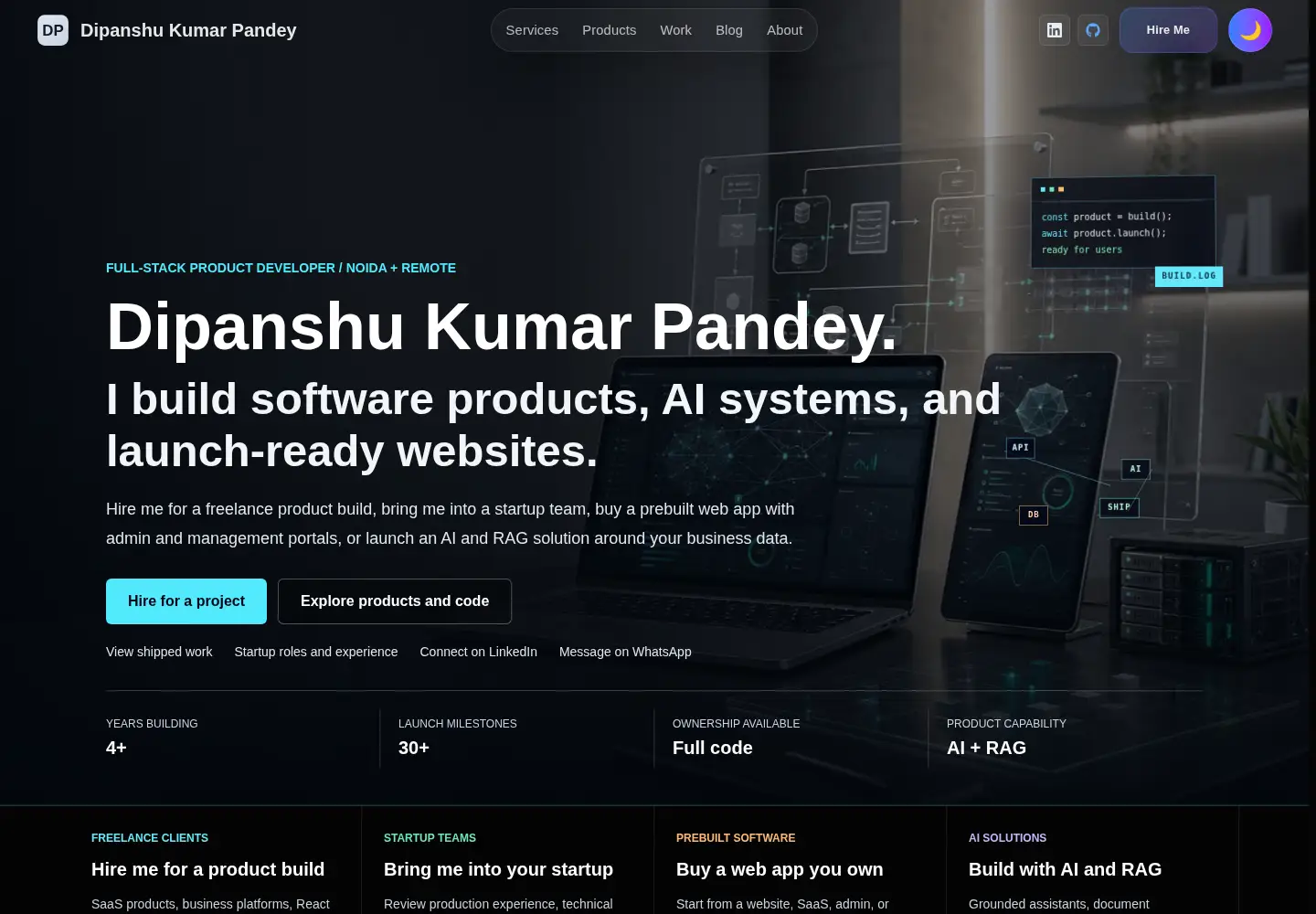 Screenshot of dipanshudev.com