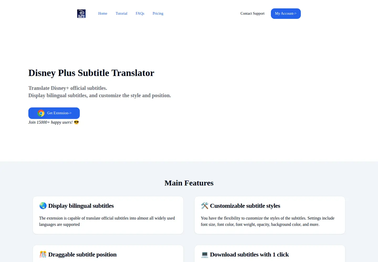 Captured homepage of disneyplus-subtitle-translator.com in the current scan