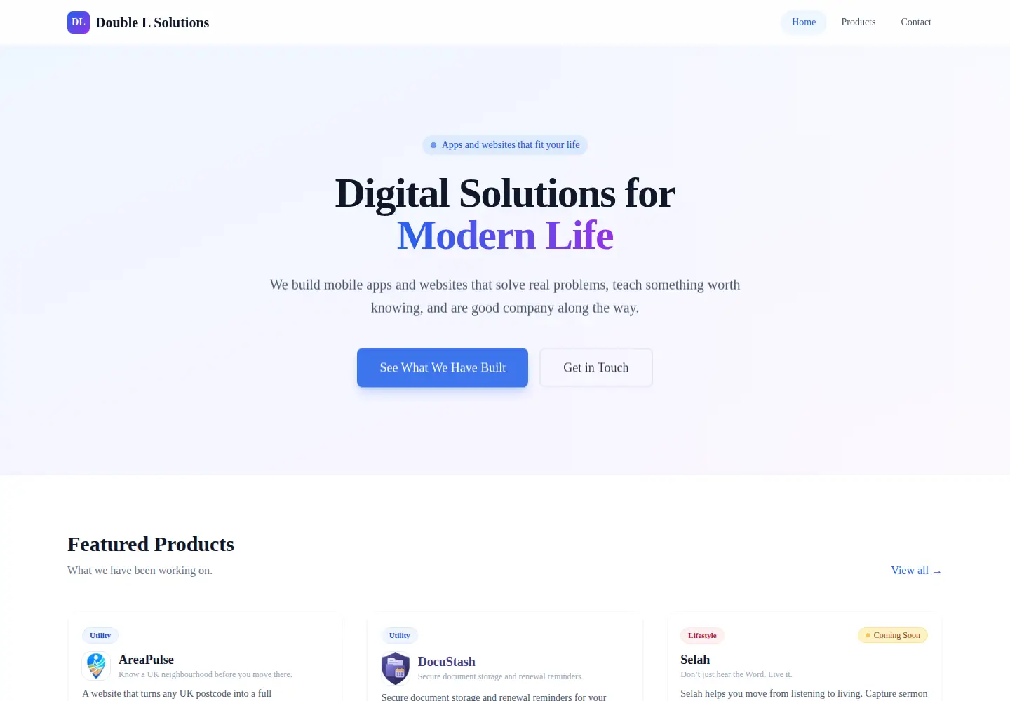 Captured homepage of doublelsolutions.com in the current scan