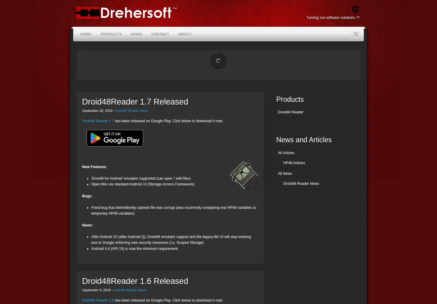Captured homepage of drehersoft.com in the current scan
