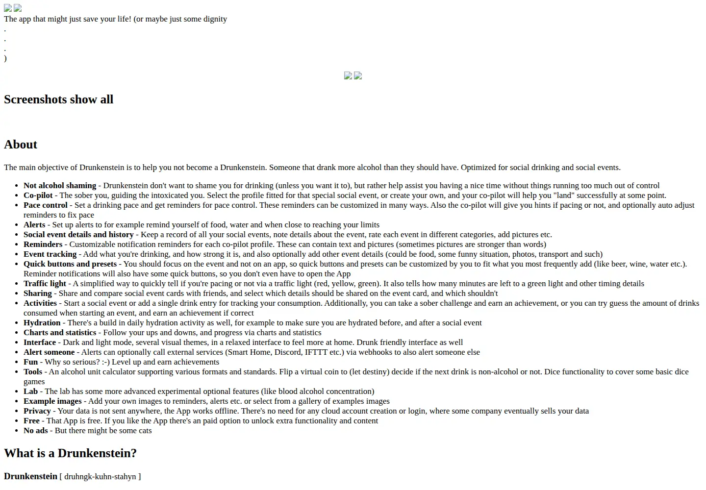 Captured homepage of drunkenstein.com in the current scan