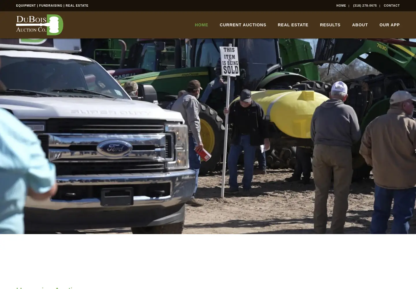 Captured homepage of duboisauctionco.com in the current scan