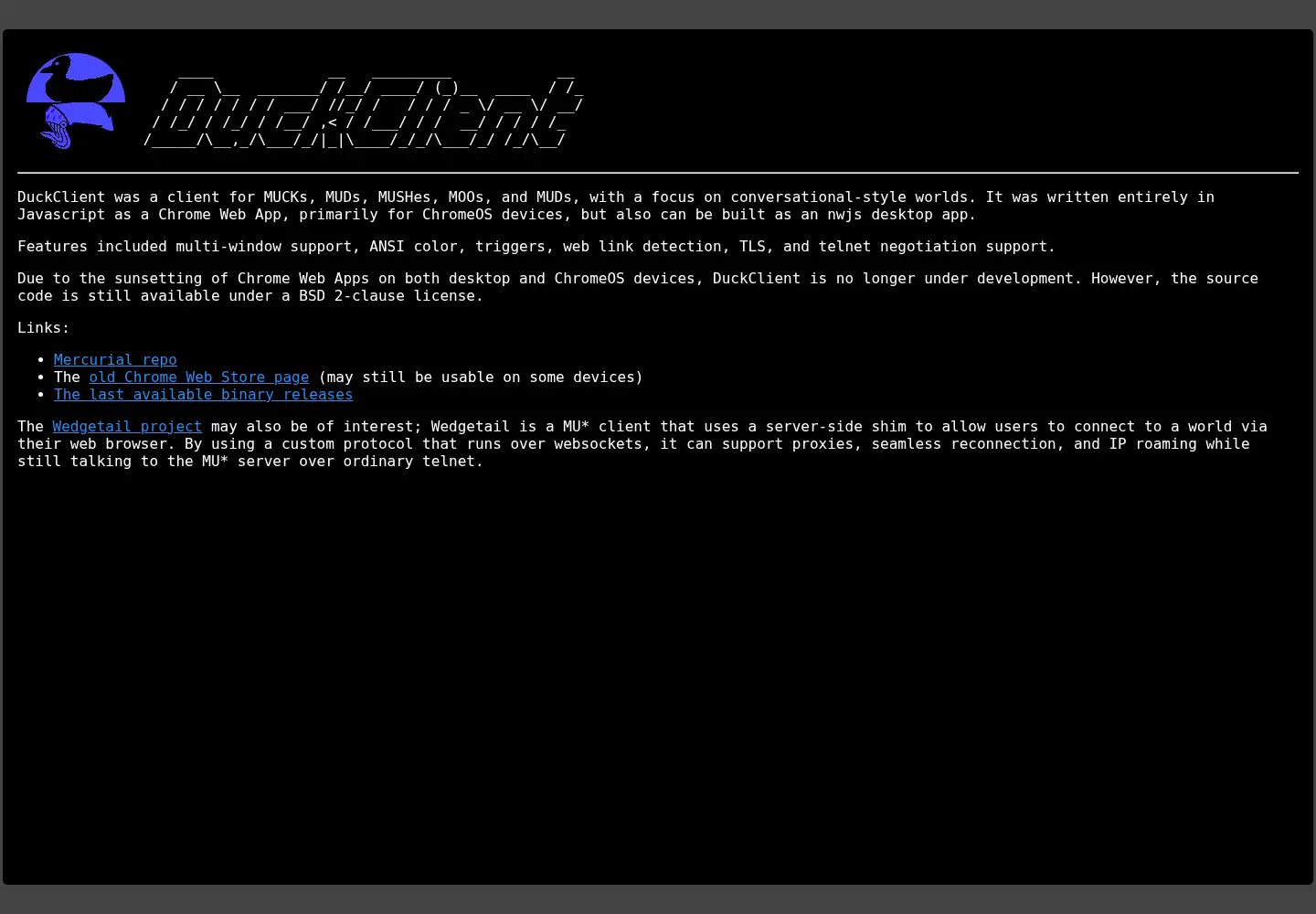 Screenshot of duckclient.com
