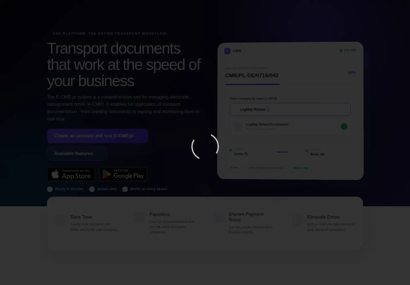 Screenshot of e-cmr.com