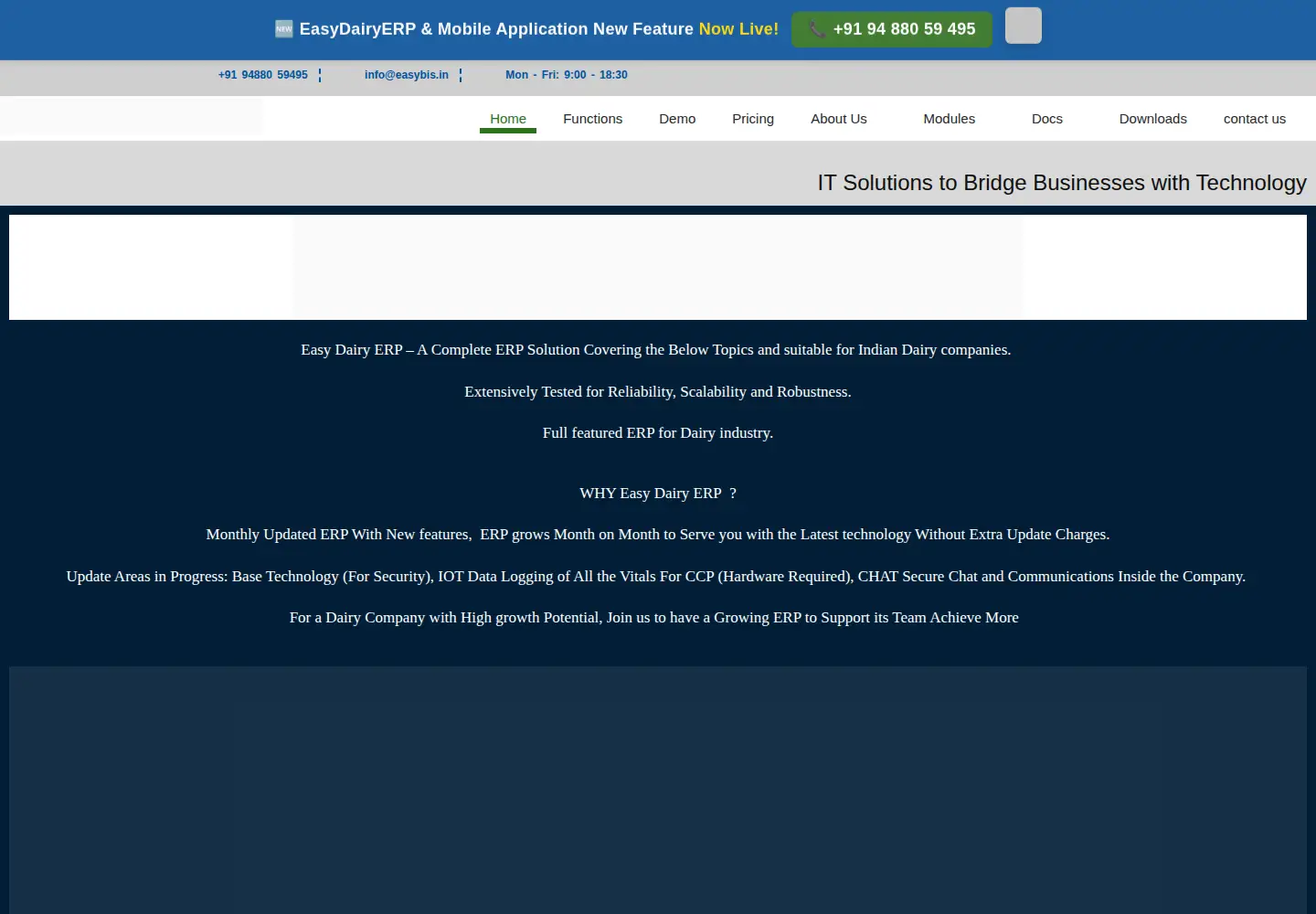 Captured homepage of easydairyerp.com in the current scan