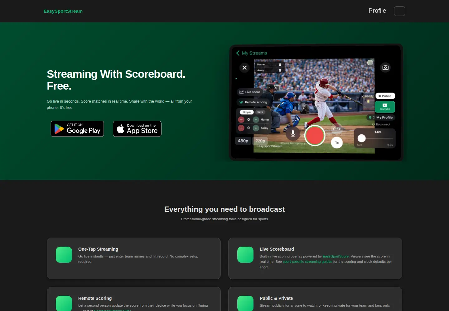 Screenshot of easysportstream.com