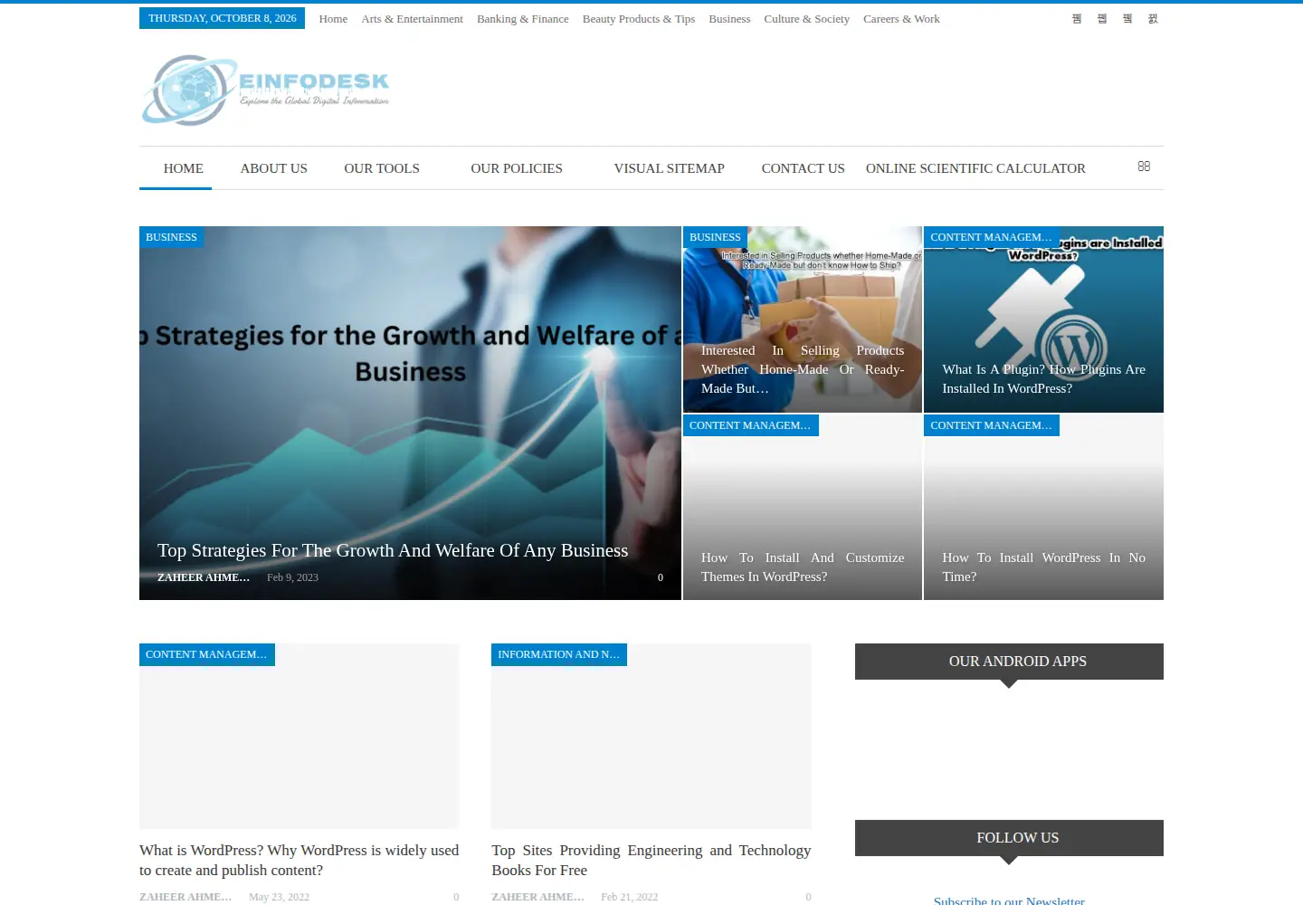 Captured homepage of einfodesk.com in the current scan