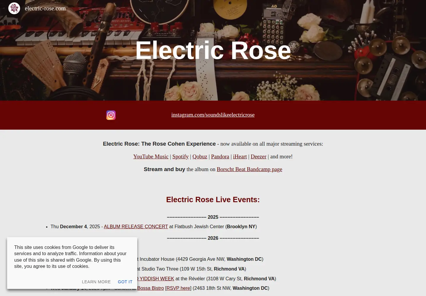 Screenshot of electric-rose.com