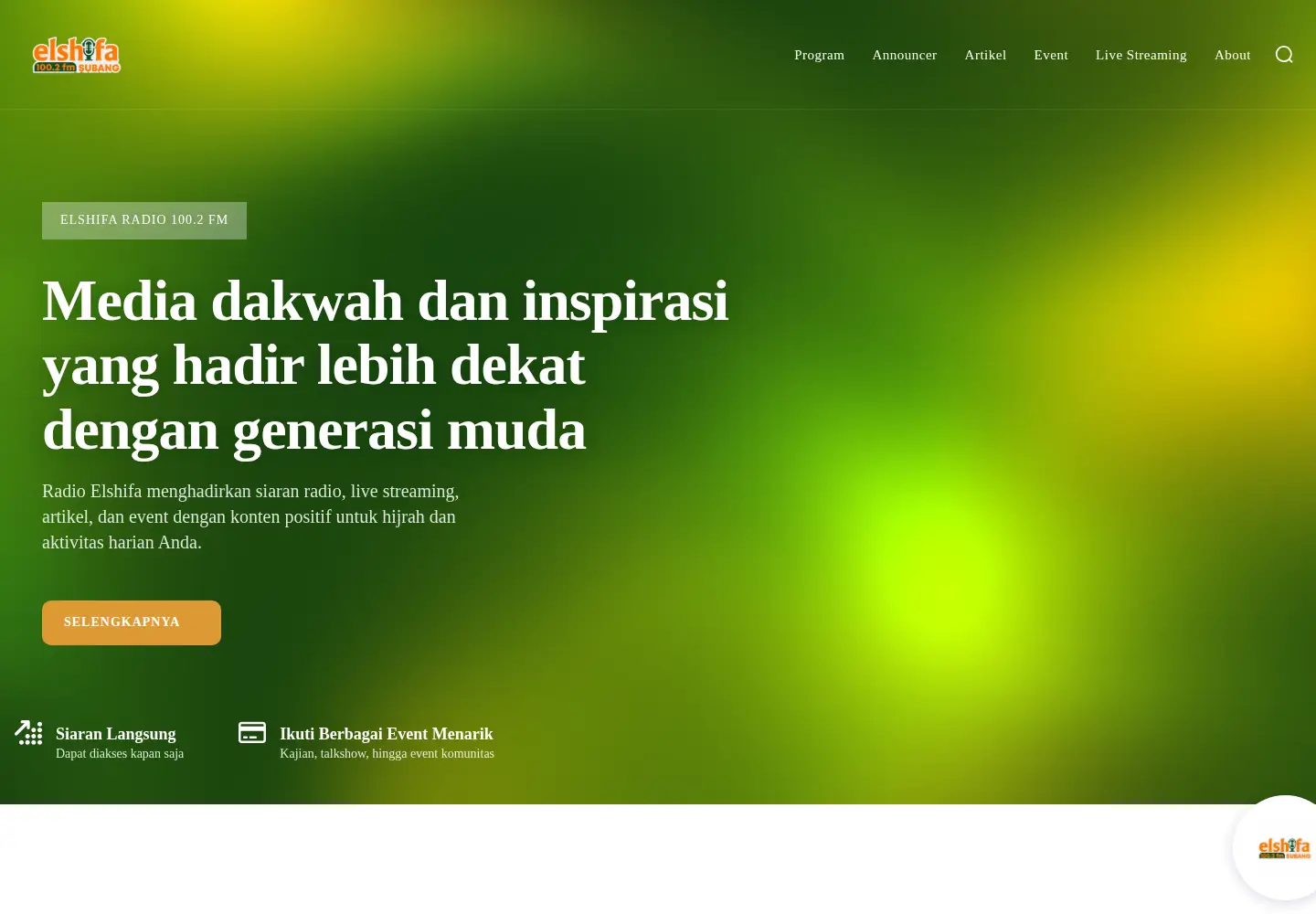 Captured homepage of elshifaradio.com in the current scan