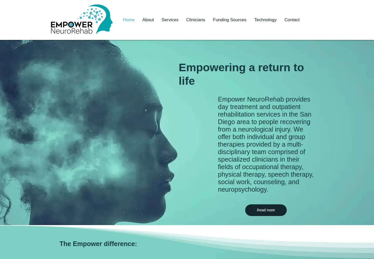 Captured homepage of empowerneurorehab.com in the current scan