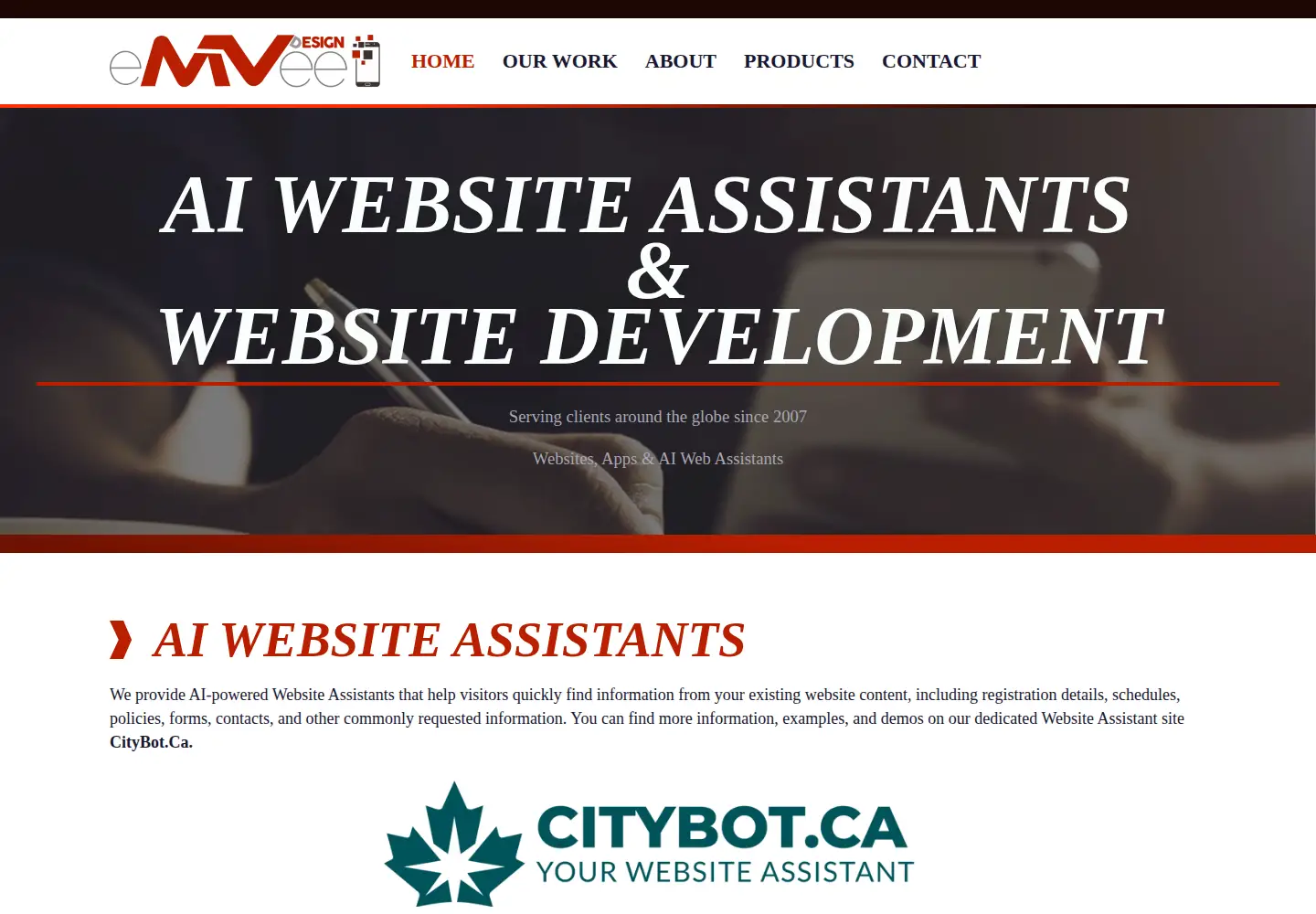 Captured homepage of emveedesign.com in the current scan