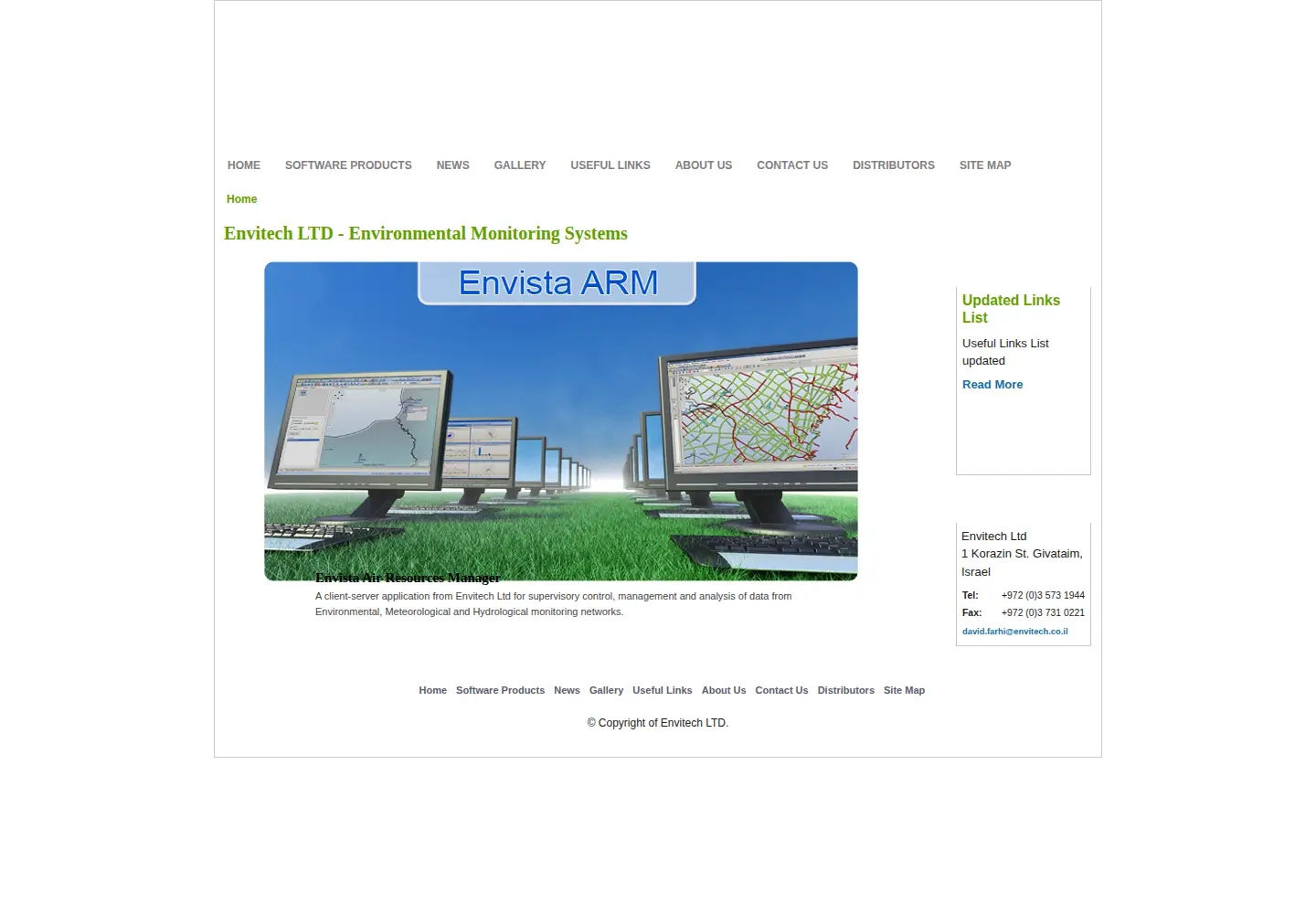 Captured homepage of envitechsoftware.com in the current scan
