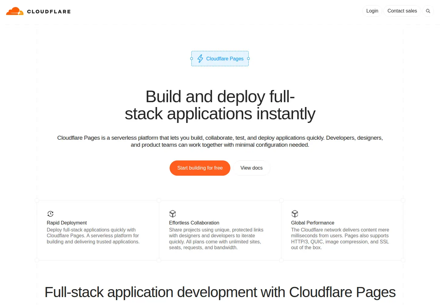 Screenshot of pages.dev