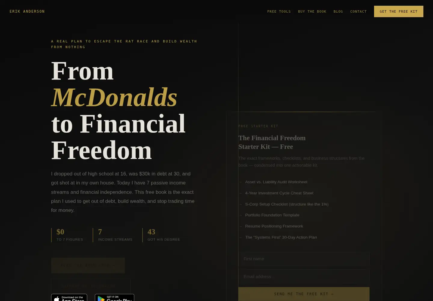 Captured homepage of erikandersonbook.com in the current scan