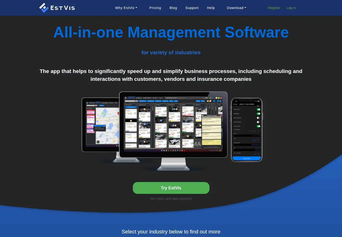 Captured homepage of estvis.com in the current scan