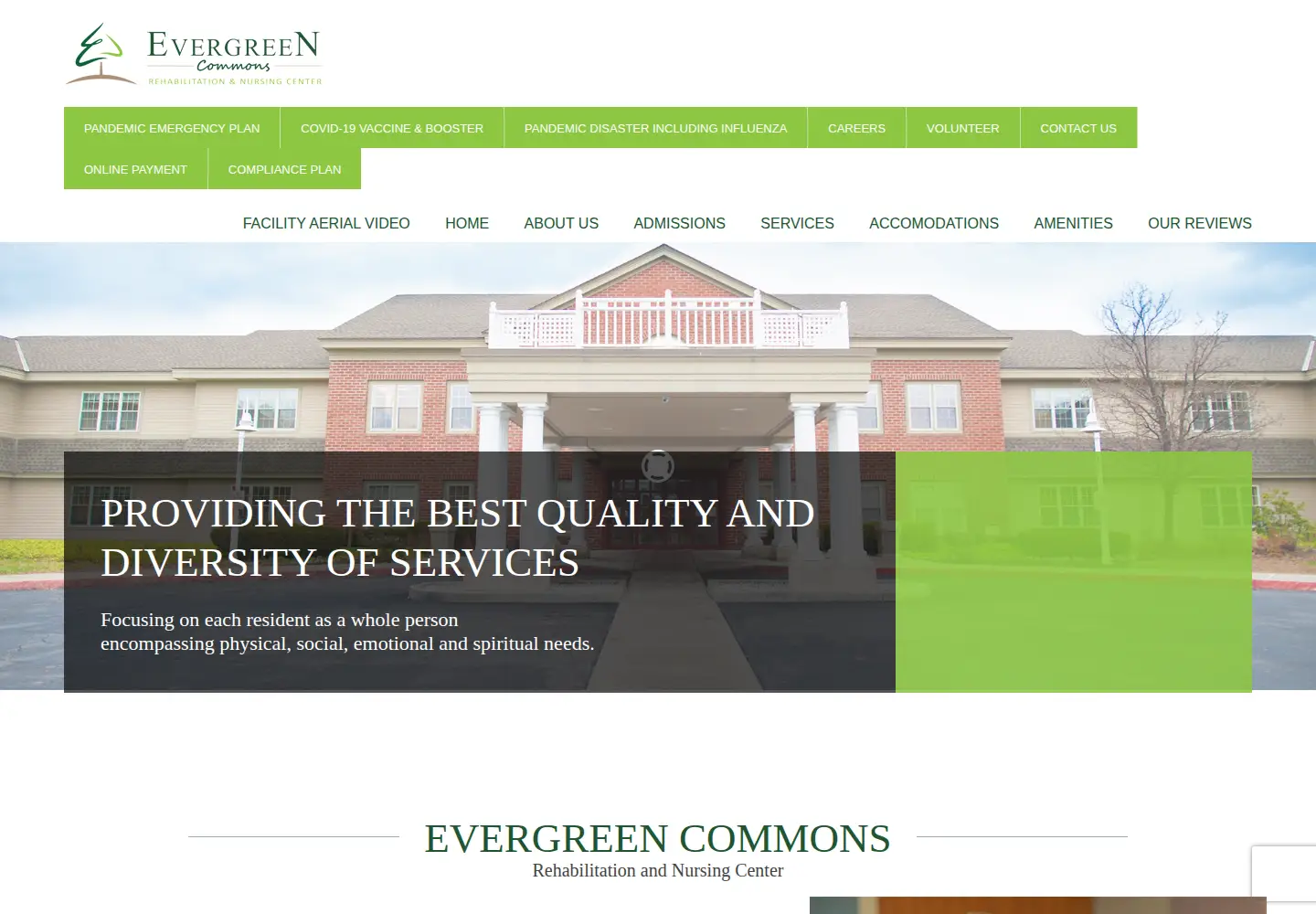 Captured homepage of evergreencommonsrehab.com in the current scan