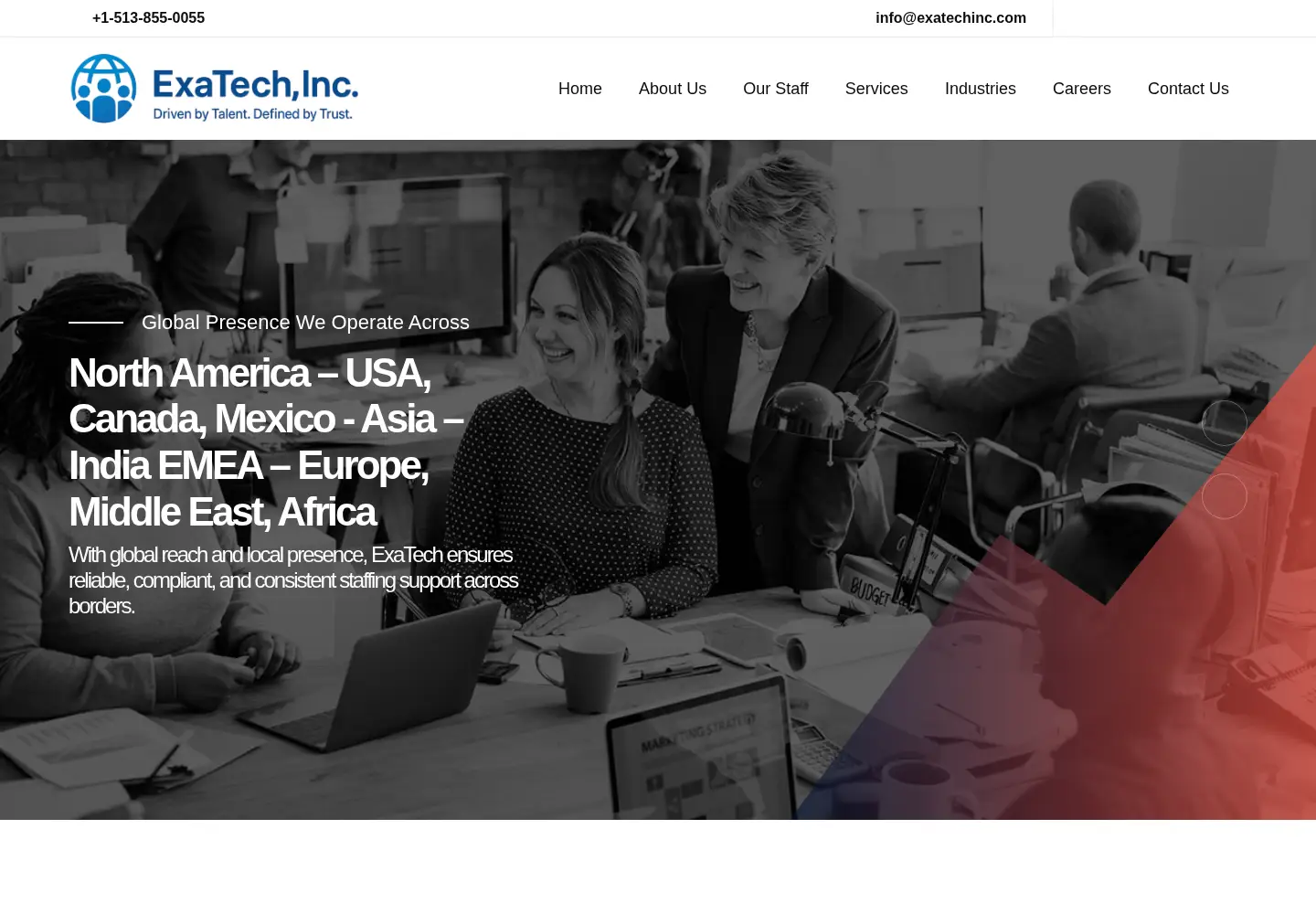 Captured homepage of exatechinc.com in the current scan