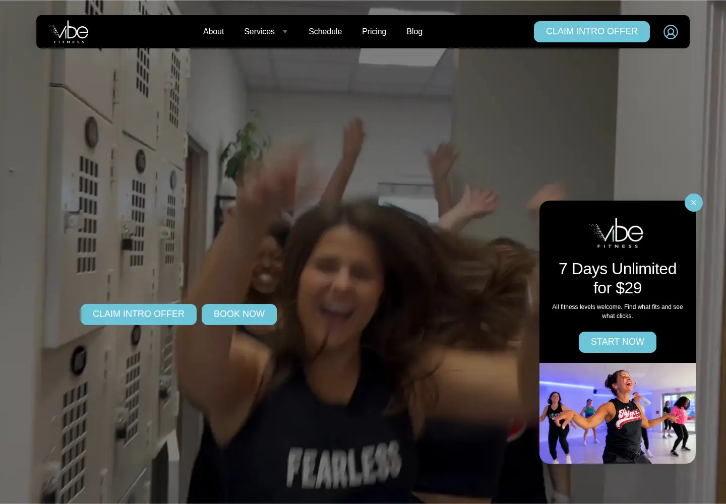 Captured homepage of experiencevibefitness.com in the current scan