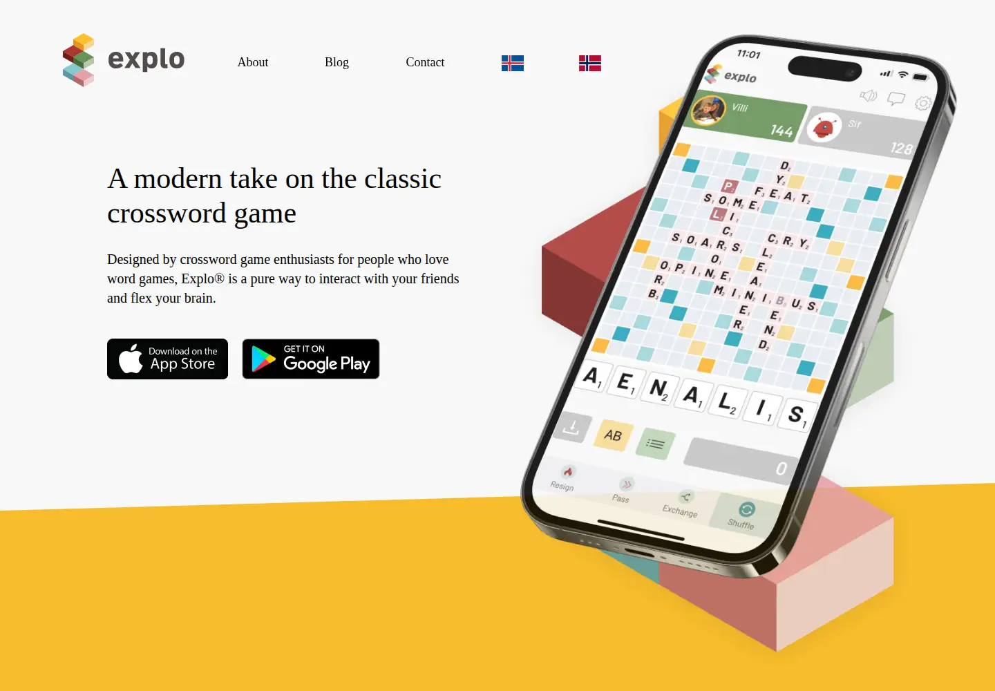 Captured homepage of explowordgame.com in the current scan