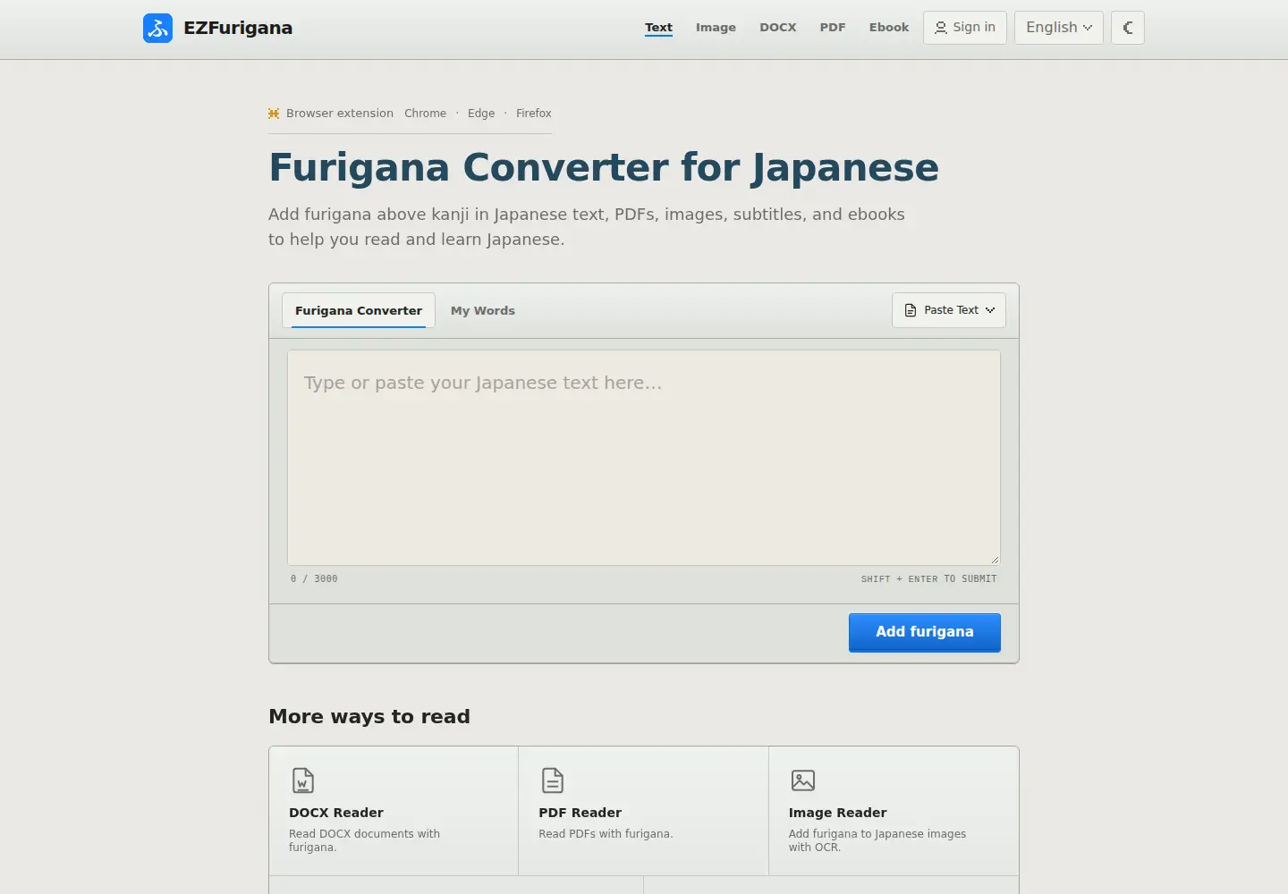 Captured homepage of ezfurigana.com in the current scan