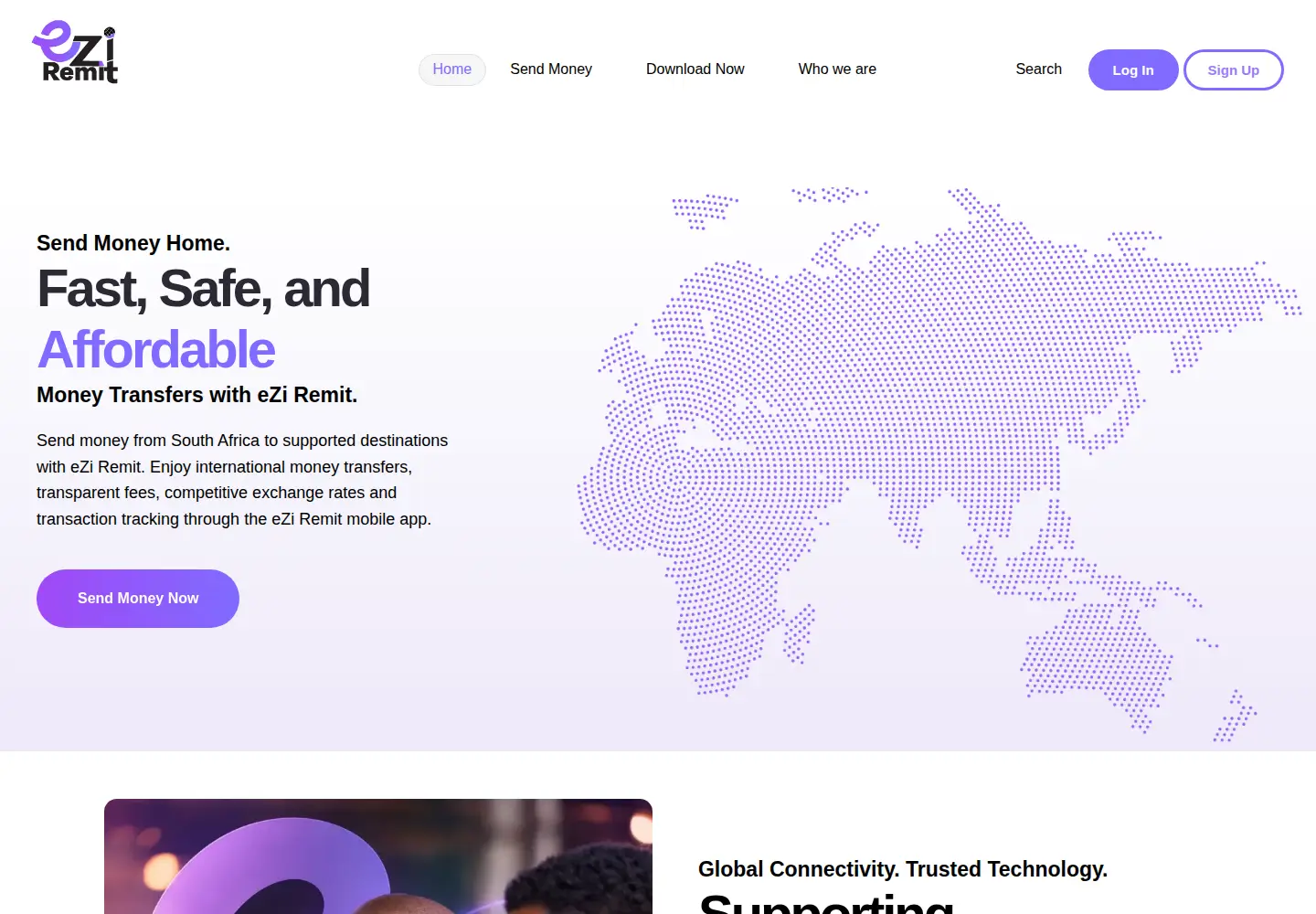 Captured homepage of eziremit.com in the current scan