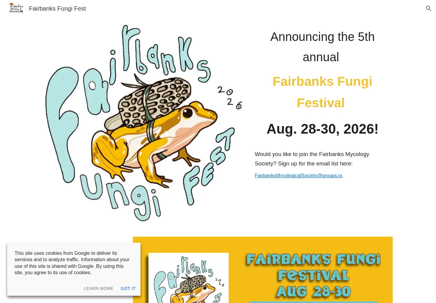 Screenshot of fairbanksfungifestival.com