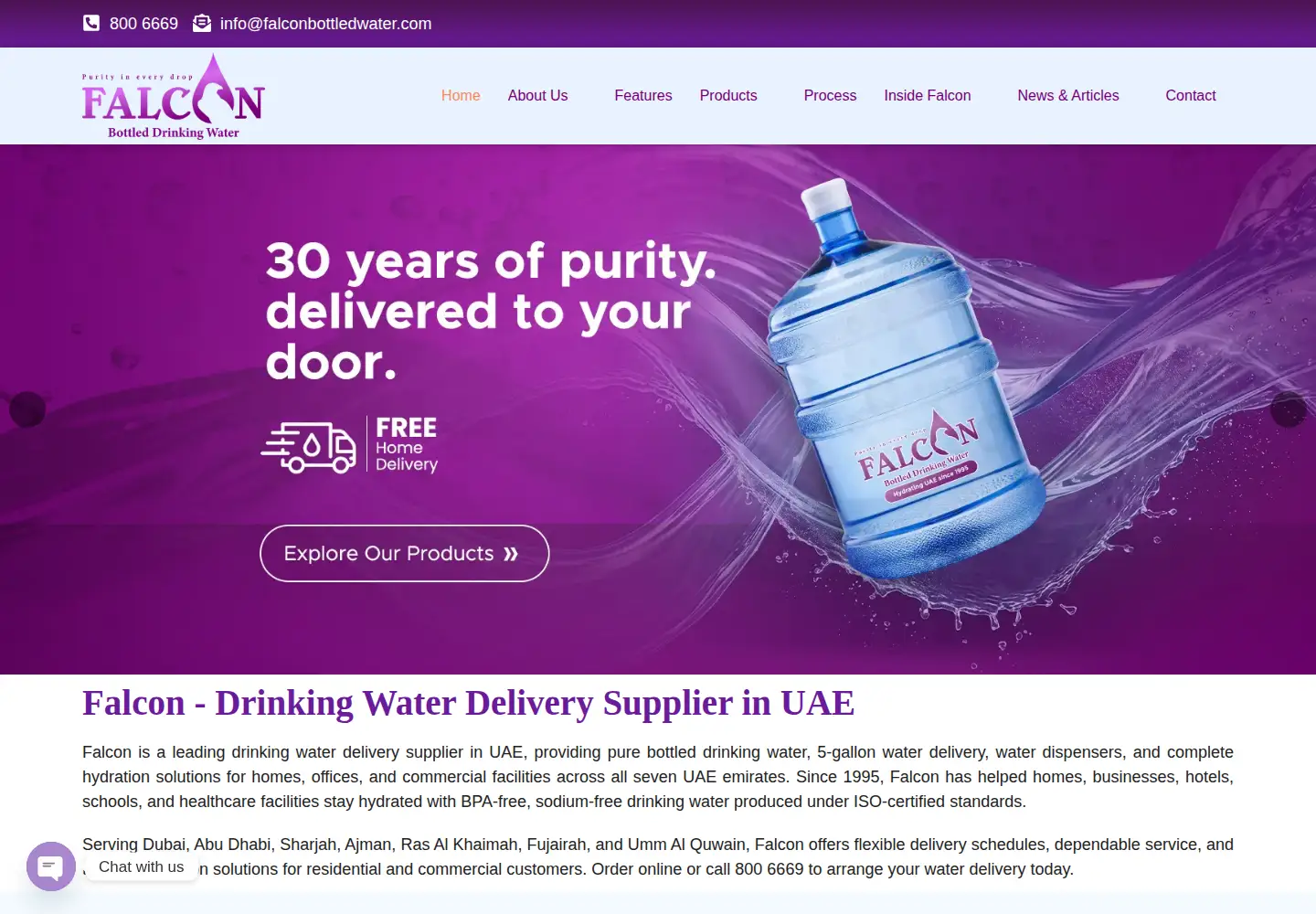 Screenshot of falconbottledwater.com