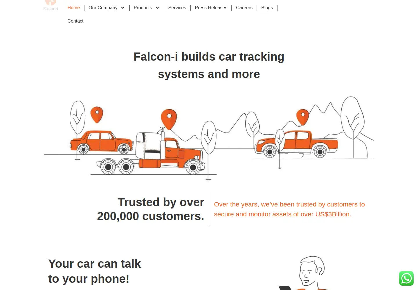 Screenshot of falconitracking.com