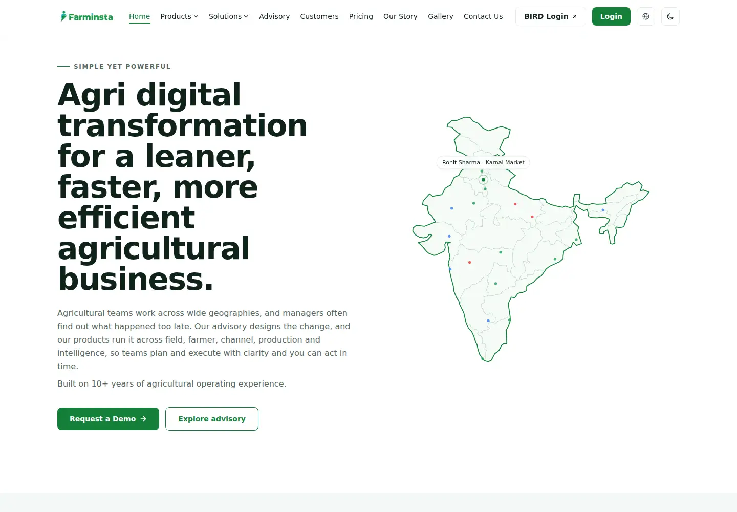 Captured homepage of farminsta.com in the current scan