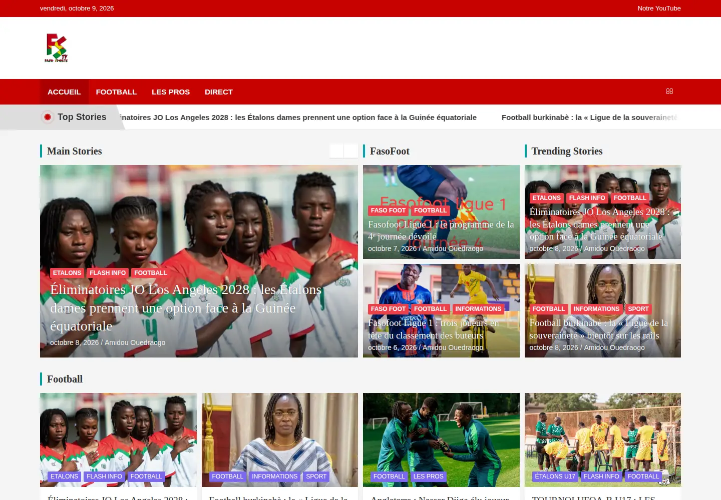 Screenshot of fasosportstv.com