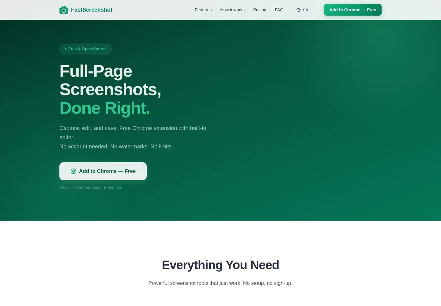 Captured homepage of fastscreenshotapp.com in the current scan