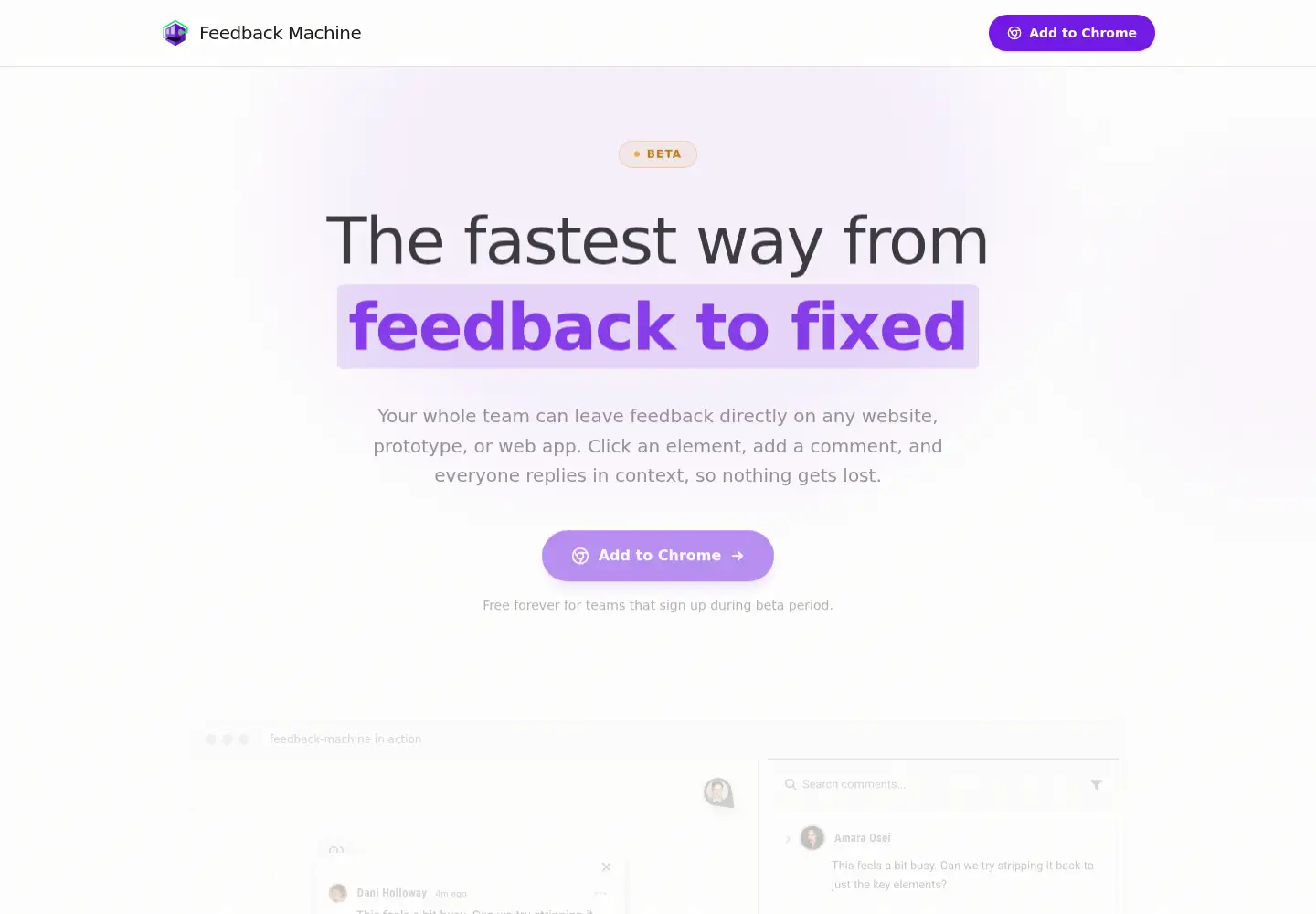 Screenshot of feedback-machine.com