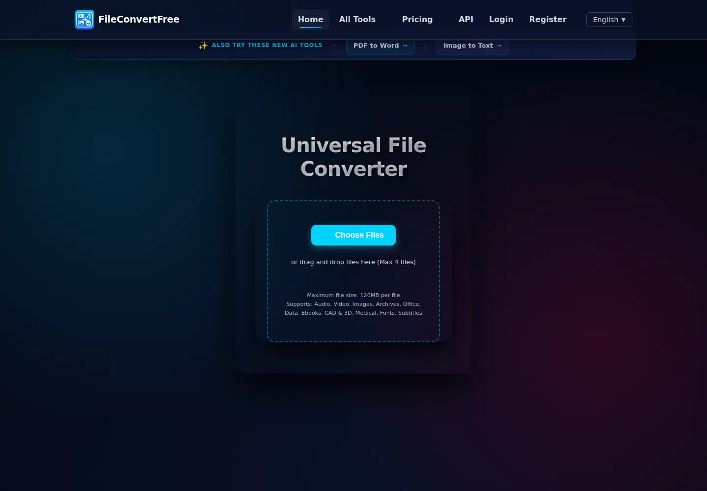 Screenshot of fileconvertfree.com