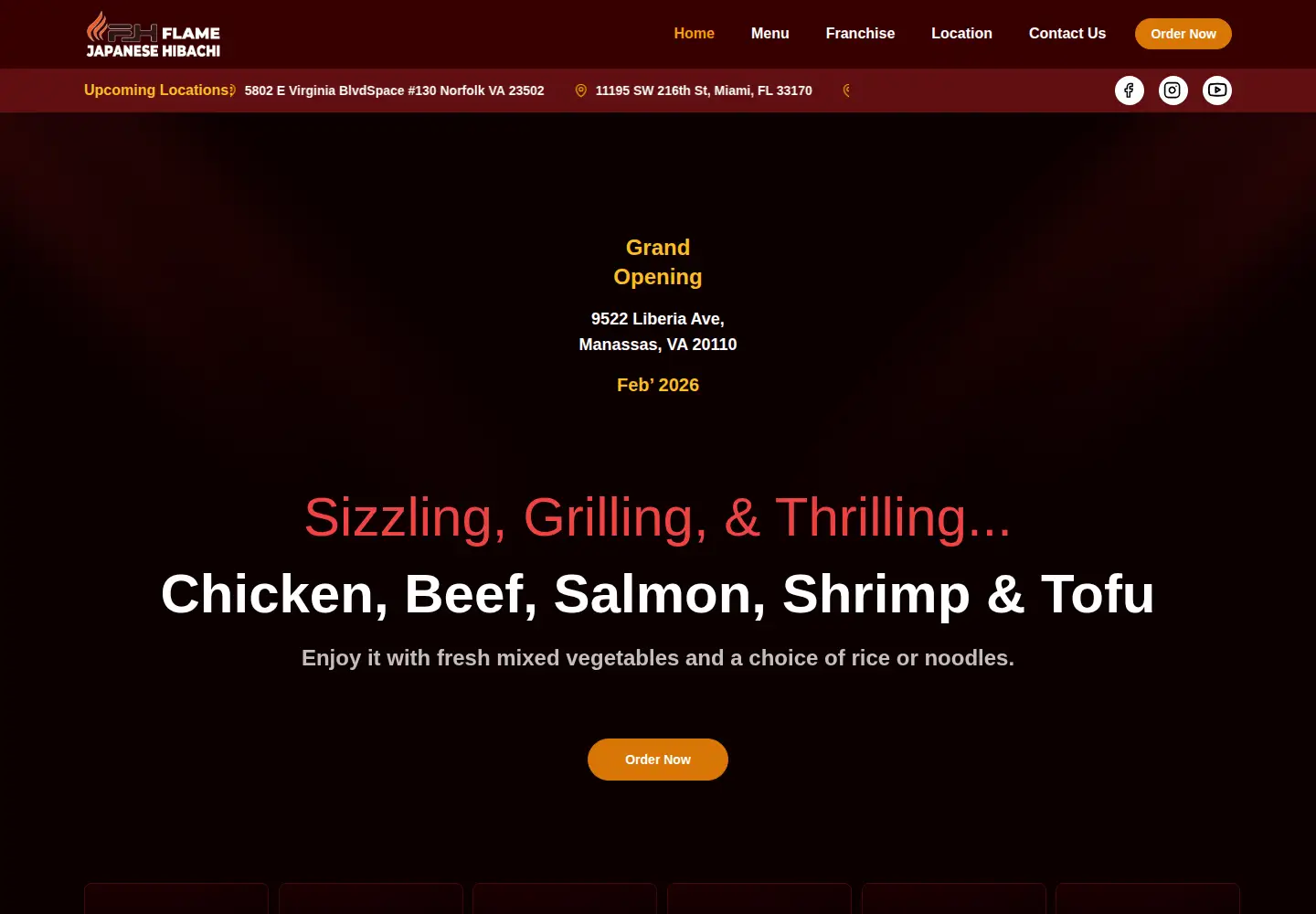 Screenshot of flamejapanesehibachi.com