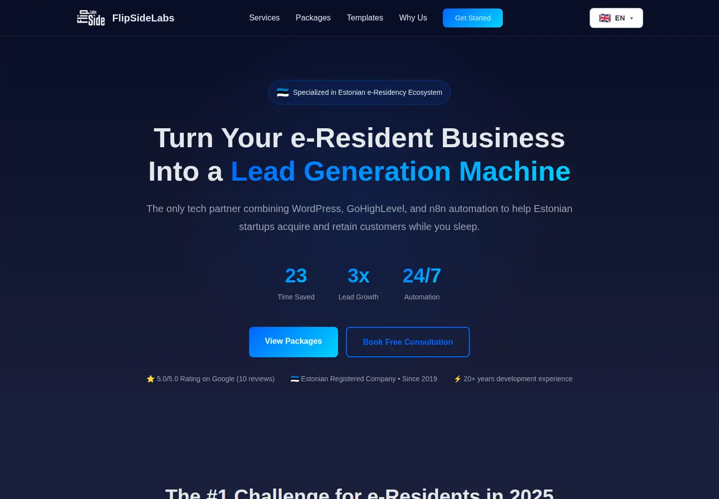 Captured homepage of flipsidelabs.com in the current scan