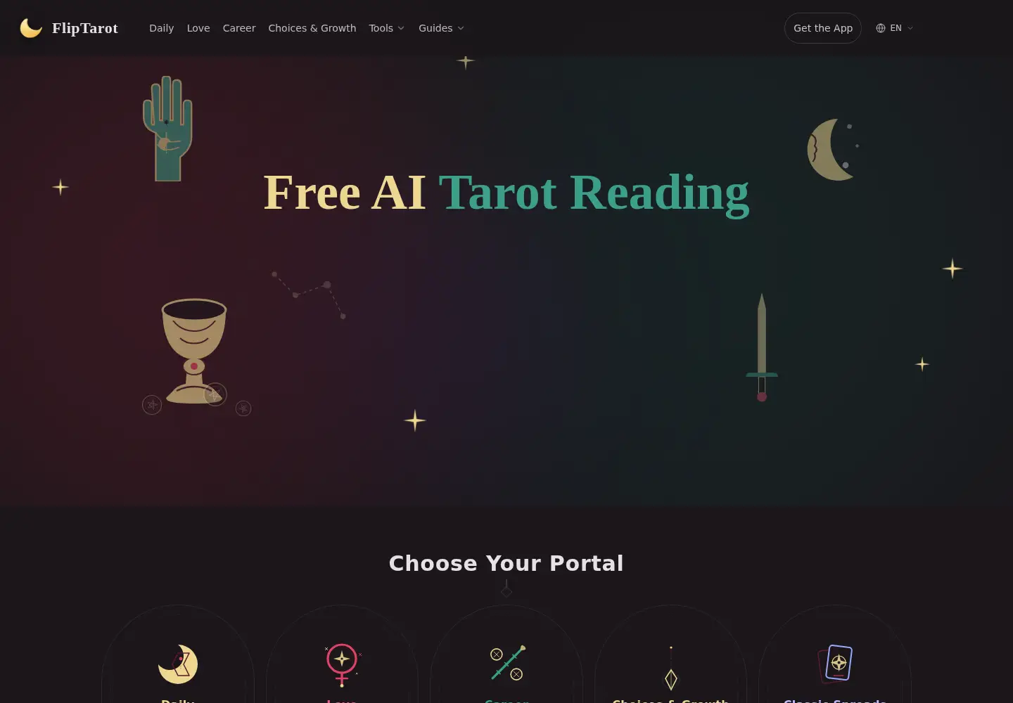 Screenshot of fliptarot.com