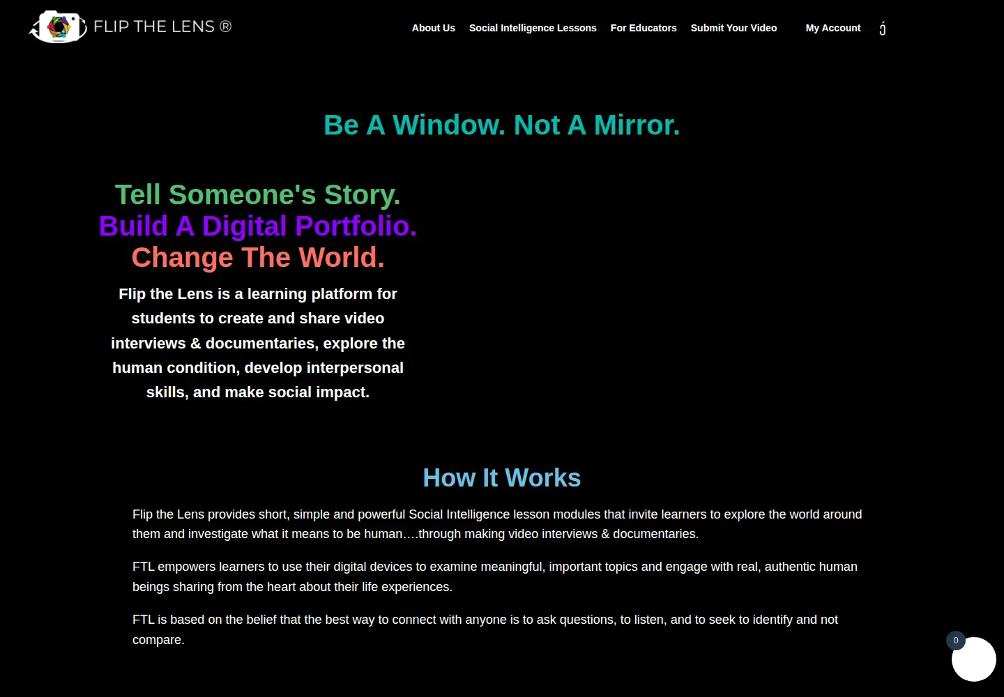 Screenshot of flipthelens.com