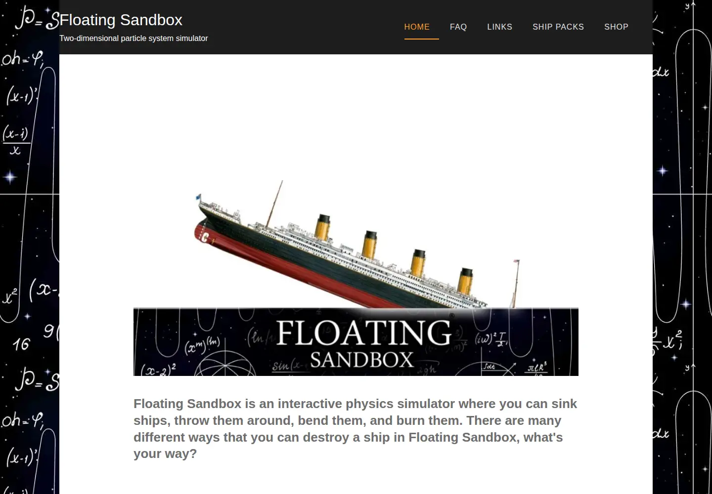 Captured homepage of floatingsandbox.com in the current scan