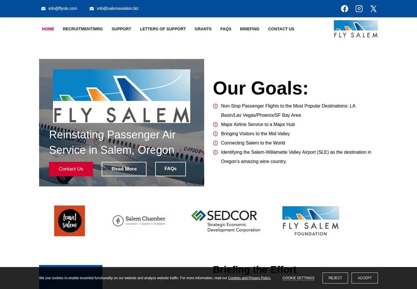 Captured homepage of flysle.com in the current scan