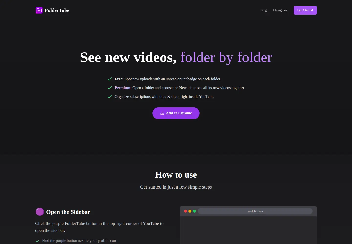 Screenshot of foldertube.com