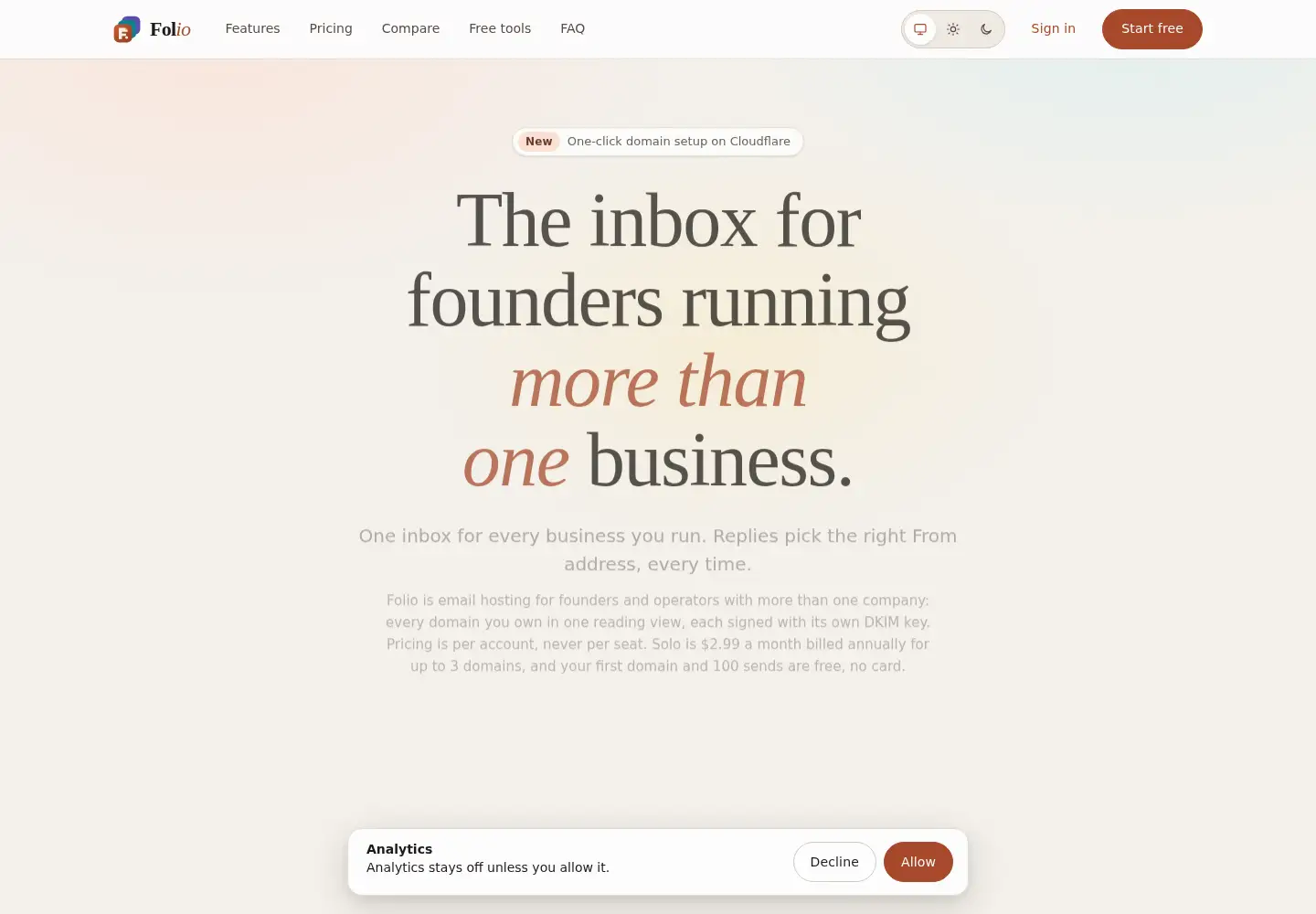 Captured homepage of folioinbox.com in the current scan