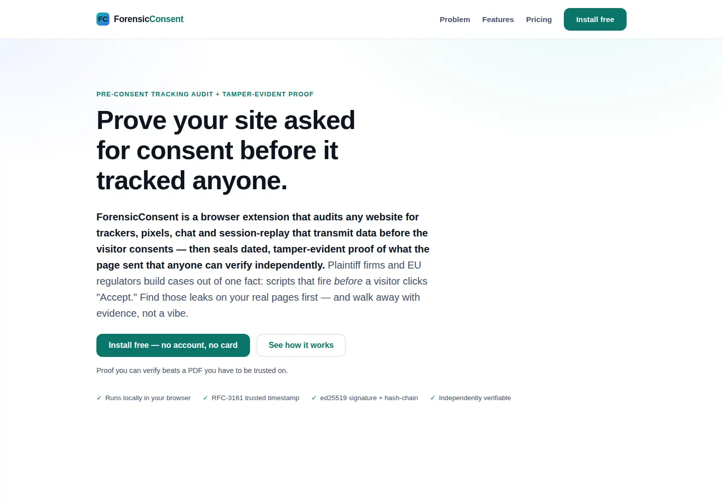 Captured homepage of forensicconsent.com in the current scan