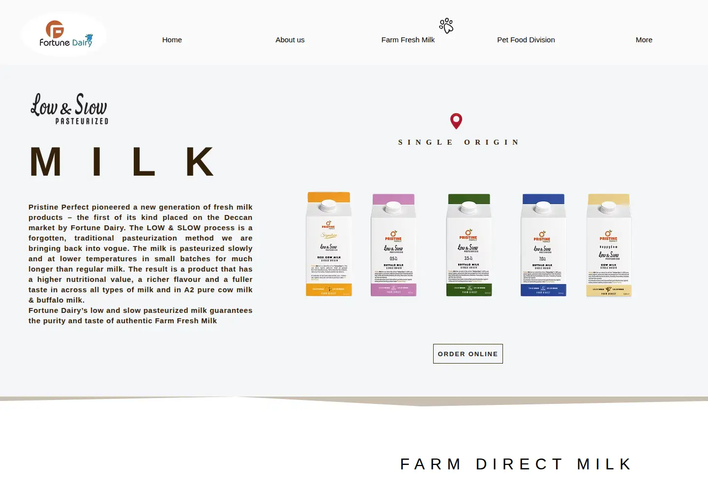 Captured homepage of fortunedairy.com in the current scan